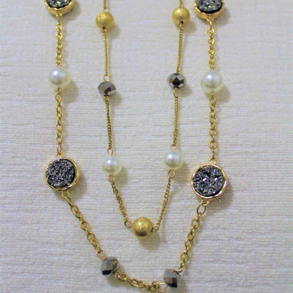 Druzy Necklace, Earrings, Bracelet Set - Picture 1 of 4